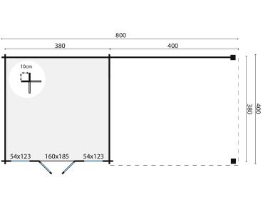 Gartenhaus Kwaspa 800x400 cm